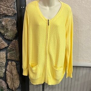 Allison Daley Yellow Zip-Up Cardigan